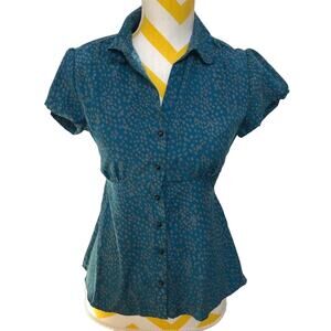 Banana Republic Y2K Button Up Blouse Short Sleeve Waist Wrap Women Small NWT